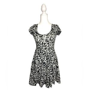 Aeropostale Graphic Graphite Black and White Geometric Fit & Flare Dress